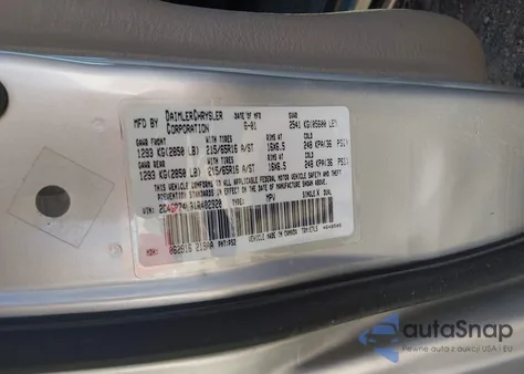 2001 Chrysler Town & Country Ex z USA, uszkodzony, nr VIN 2C4GP74L31R402920